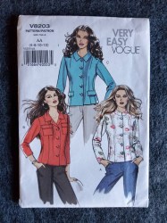 8203 VERY EASY VOGUE UNLINED LONG SLEEVE COLLAR JACKET PATTERN 6-12 UNCUT